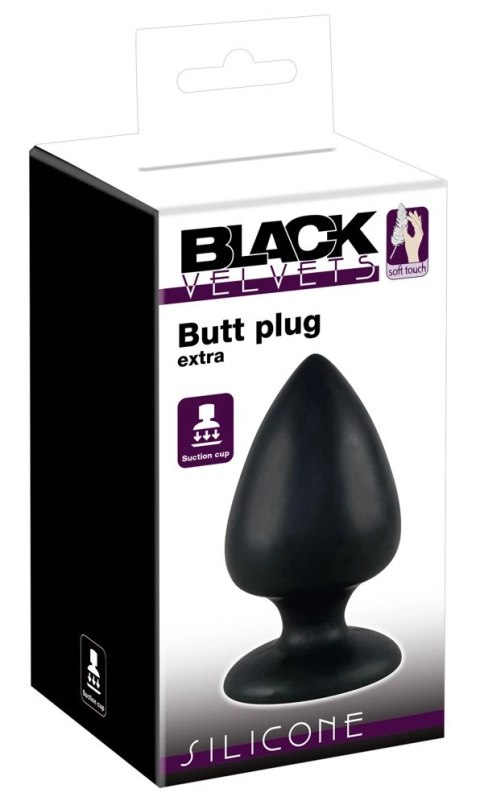 Black Velvets Korek anatomiczny XXL z przyssawką, silikon czarny 14cm Black Velvets