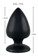 Black Velvets Korek anatomiczny XXL z przyssawką, silikon czarny 14cm Black Velvets