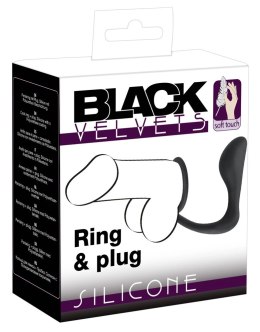 Black Velvets pierścień intymny z aplikatorem prostaty, silikonowy Black Velvets