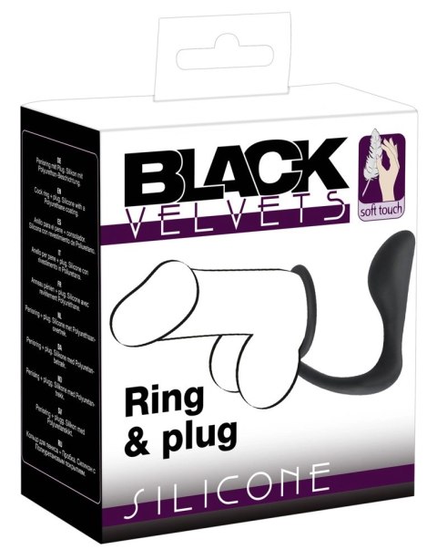 Black Velvets pierścień intymny z aplikatorem prostaty, silikonowy Black Velvets