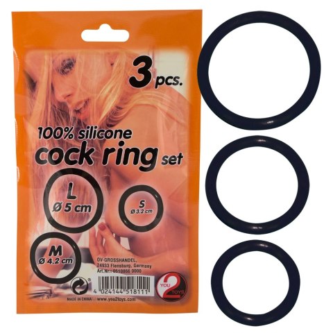 You2Toys Zestaw silikonowych pierścieni anatomicznych 3 rozmiary czarne You2Toys You2Toys Zestaw silikonowych pierścieni anatomicznych 3 rozmiary czarne You2Toys