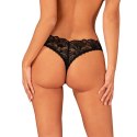 Obsessive Donna Dream XL/2XL - Koronkowe stringi z otwartym krojem, czarne Obsessive