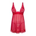Obsessive Lacelove Babydoll i Stringi Czerwone XS/S Regulowane Obsessive