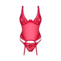 Obsessive Lacelove gorset koronkowy czerwony + stringi M/L regulowany Obsessive
