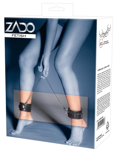 ZADO Skorzane mankiety na kostki czarne regulowane z łańcuchem 50 cm ZADO ZADO Skorzane mankiety na kostki czarne regulowane z łańcuchem 50 cm ZADO