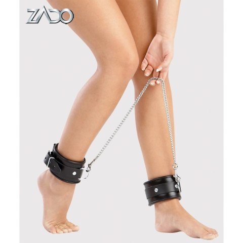 ZADO Skorzane mankiety na kostki czarne regulowane z łańcuchem 50 cm ZADO ZADO Skorzane mankiety na kostki czarne regulowane z łańcuchem 50 cm ZADO