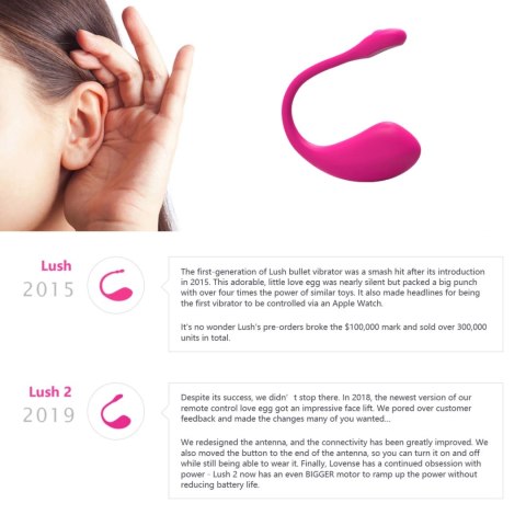 Lovense Lush 2 - Wibrujące Jajko Bluetooth z Aplikacją, Rożowe Lovense Lovense Lush 2 - Wibrujące Jajko Bluetooth z Aplikacją, Rożowe Lovense