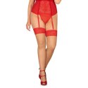 Obsessive Blossmina Pończochy Plus Size Nude z Czerwoną Koronką 4XL/5XL Obsessive