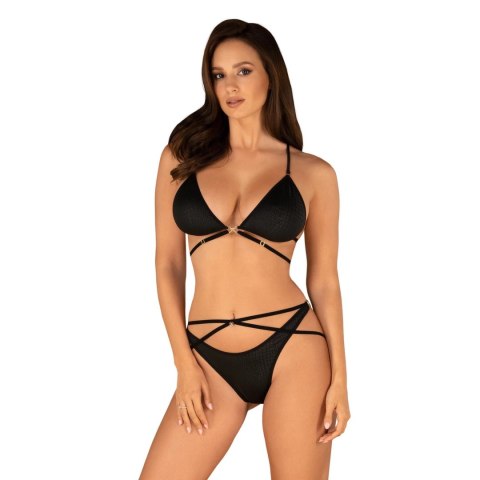 Obsessive Cobra Nive komplet z paskami czarny S/M elegancki wzor Obsessive