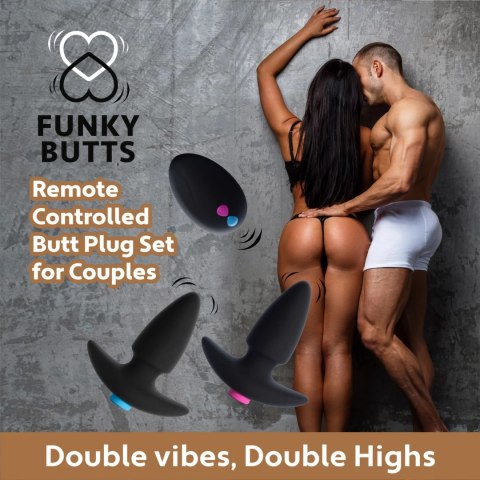 FeelzToys FunkyButts - Zestaw 2 zdalnie sterowanych zatyczek silikonowych FeelzToys FeelzToys FunkyButts - Zestaw 2 zdalnie sterowanych zatyczek silikonowych FeelzToys