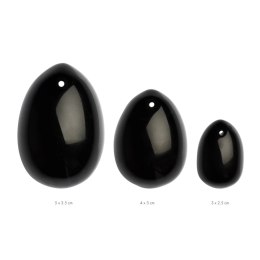 La Gemmes Zestaw jajeczek Yoni Black Obsidian - 3 rozmiary, naturalny kamień La Gemmes