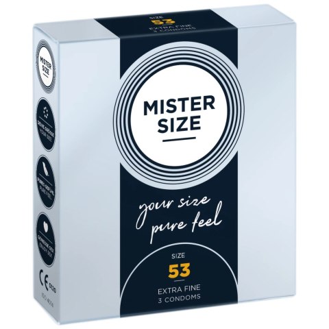 Mister Size Prezerwatywy 53 mm - 3 sztuki, dopasowany rozmiar Mister Size Mister Size Prezerwatywy 53 mm - 3 sztuki, dopasowany rozmiar Mister Size