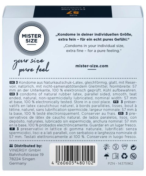 Mister Size Prezerwatywy 57 mm 3 szt. - precyzyjny dobor rozmiaru Mister Size Mister Size Prezerwatywy 57 mm 3 szt. - precyzyjny dobor rozmiaru Mister Size