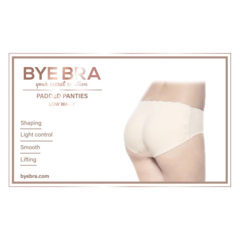 Bye Bra Padded Panties S Nude - Majtki modelujące z pianką, niski stan Bye Bra