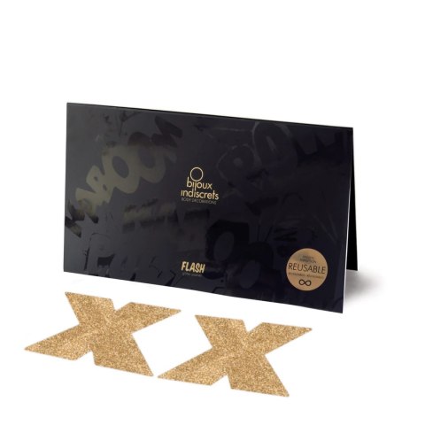 Bijoux Indiscrets Flash Cross Gold - ozdobne naklejki wielorazowe złote Bijoux Indiscrets