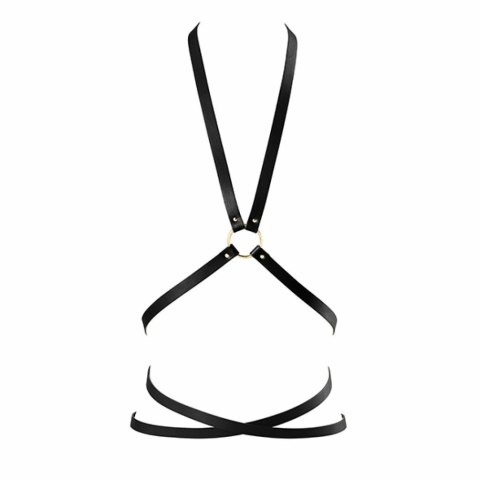 Bijoux Indiscrets Maze Body Harness Black - wielopozycyjna uprząż z eko-skory Bijoux Indiscrets