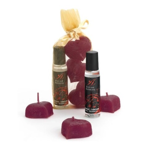 Extase Sensuel Naughty Kit Silk Nights - zestaw świec i lubrykantu truskawkowego Extase Sensuel