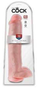 King Cock 38 cm Model z Przyssawką Jasny PVC - Duży Format King Cock