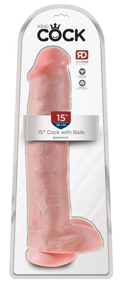 King Cock 38 cm Model z Przyssawką Jasny PVC - Duży Format King Cock