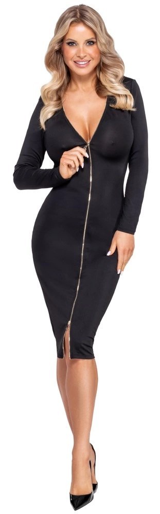 Cottelli Party Dress Zip S czarna sukienka z dwukierunkowym zamkiem Cottelli PARTY Cottelli Party Dress Zip S czarna sukienka z dwukierunkowym zamkiem Cottelli PARTY