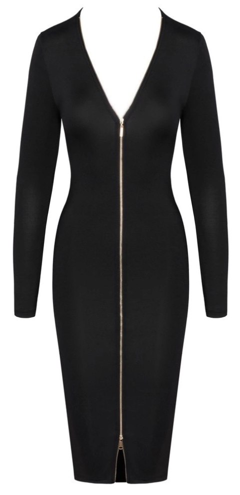 Cottelli Party Dress Zip S czarna sukienka z dwukierunkowym zamkiem Cottelli PARTY Cottelli Party Dress Zip S czarna sukienka z dwukierunkowym zamkiem Cottelli PARTY
