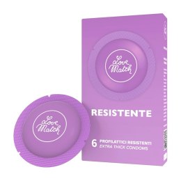 Love Match Resistente wytrzymałe prezerwatywy lateksowe 6 sztuk Love Match