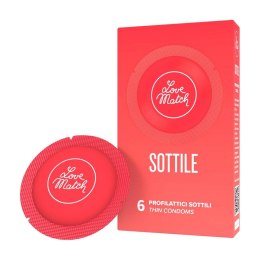 Love Match Sottile - cienkie prezerwatywy lateksowe 6 sztuk Love Match