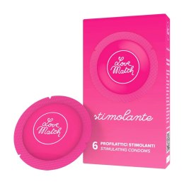 Love Match Stimolante prezerwatywy żebrowane i kropkowane 6 sztuk Love Match