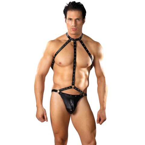 Male Power Fetish - Stringi z uprzężą i chokerem czarne L/XL Male Power Male Power Fetish - Stringi z uprzężą i chokerem czarne L/XL Male Power