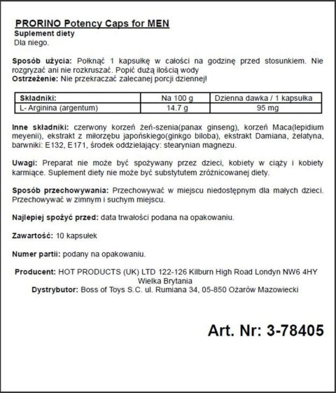 Supl.diety-PRORINO Men- 10pcs black line Potency Caps Supl.diety-PRORINO Men- 10pcs black line Potency Caps