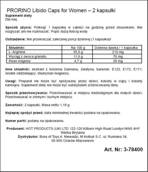 Supl.diety-PRORINO Women- 2pcs black line Libido Caps Supl.diety-PRORINO Women- 2pcs black line Libido Caps