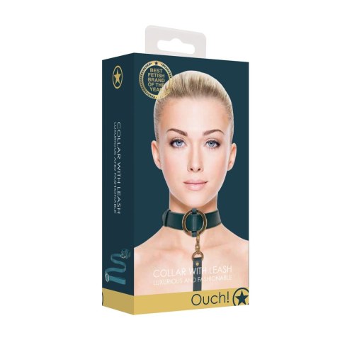 Ouch! Halo - Skorzana obroża ze smyczą, złote wykończenia, regulowana Ouch! by Shots Ouch! Halo - Skorzana obroża ze smyczą, złote wykończenia, regulowana Ouch! by Shots