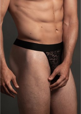 Allure Lace LXL - męskie stringi z elastycznej koronki, czarne Allure