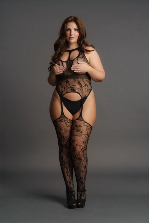 Le Desir Body na szelkach Plus Size z kwiatowym wzorem XXL-5XL Le Desir by Shots Le Desir Body na szelkach Plus Size z kwiatowym wzorem XXL-5XL Le Desir by Shots