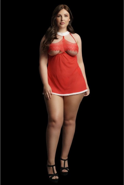 Le Desir Merry Plus Size komplet babydoll z wiązaniem, czerwony 1X-3XL Le Désir by Shots Le Desir Merry Plus Size komplet babydoll z wiązaniem, czerwony 1X-3XL Le Désir by Shots
