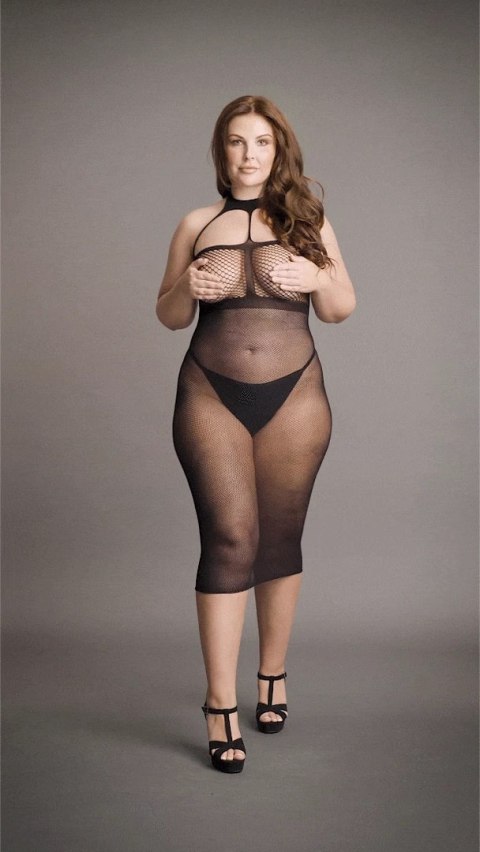 Le Desir Plus Size długa sukienka siateczkowa z kontrastowym wzorem XXL-5XL Le Désir by Shots Le Desir Plus Size długa sukienka siateczkowa z kontrastowym wzorem XXL-5XL Le Désir by Shots