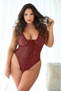 Allure Body burgundowe z koronką i wzorem panterki 2X/3X Allure