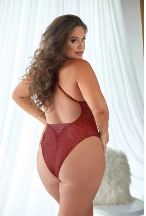 Allure Body burgundowe z koronką i wzorem panterki 2X/3X Allure Allure Body burgundowe z koronką i wzorem panterki 2X/3X Allure