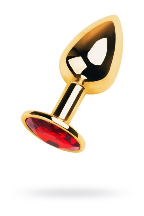 Gold anal plug with gem, red Gold anal plug with gem, red