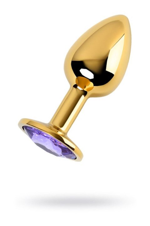 Golden anal plug TOYFA Metal,with a amethyst colored gem Golden anal plug TOYFA Metal,with a amethyst colored gem