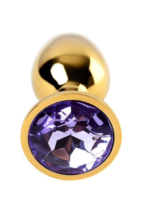 Golden anal plug TOYFA Metal,with a amethyst colored gem Golden anal plug TOYFA Metal,with a amethyst colored gem