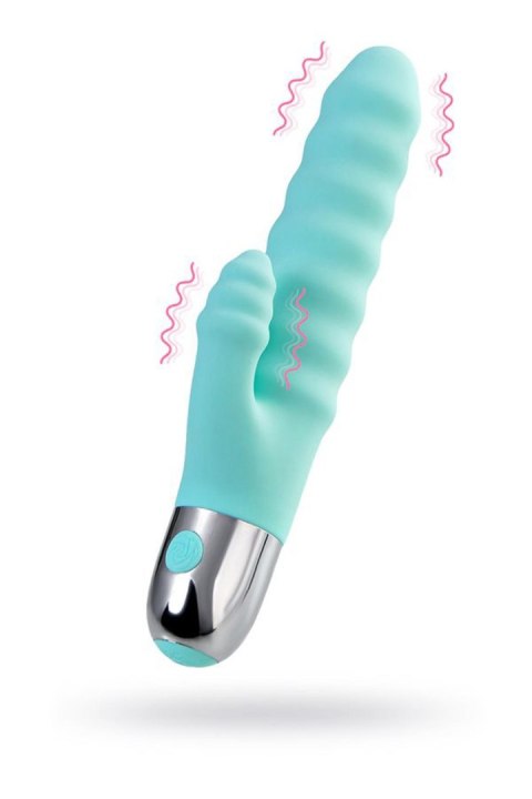 Relief vibrator with clitoral stimulation Flovetta Flax, silicone, mint, 17.5 cm Relief vibrator with clitoral stimulation Flovetta Flax, silicone, mint, 17.5 cm