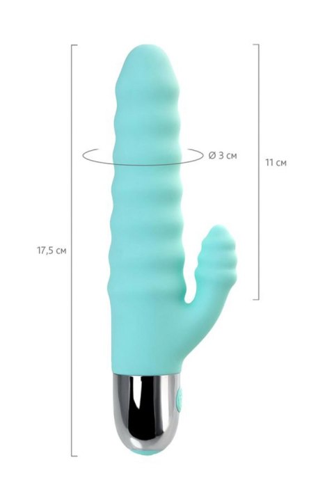 Relief vibrator with clitoral stimulation Flovetta Flax, silicone, mint, 17.5 cm Relief vibrator with clitoral stimulation Flovetta Flax, silicone, mint, 17.5 cm