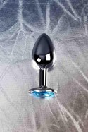 Silver anal plug TOYFA Metal,with a Topaz color gem