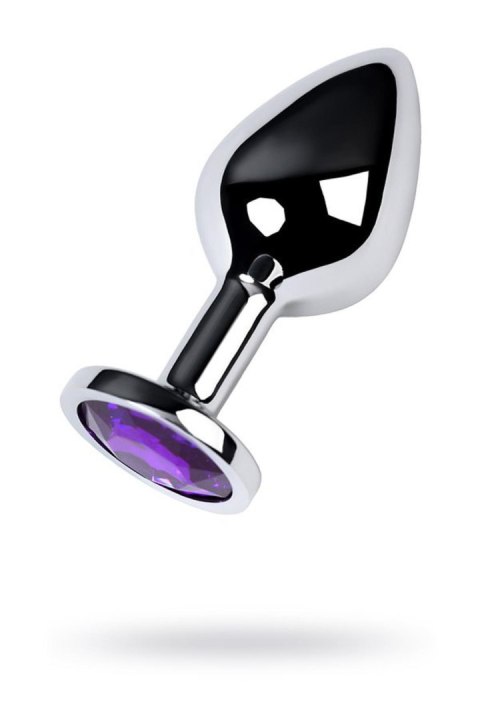 Silver anal plug TOYFA Metal,with a amethyst colored gem Silver anal plug TOYFA Metal,with a amethyst colored gem