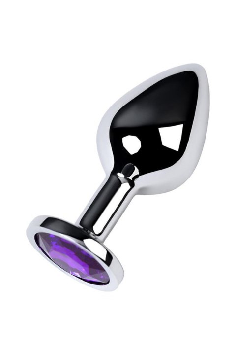 Silver anal plug TOYFA Metal,with a amethyst colored gem Silver anal plug TOYFA Metal,with a amethyst colored gem