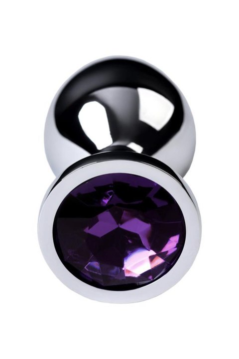 Silver anal plug TOYFA Metal,with a amethyst colored gem Silver anal plug TOYFA Metal,with a amethyst colored gem