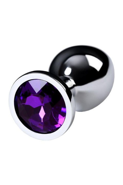 Silver anal plug TOYFA Metal,with a amethyst colored gem Silver anal plug TOYFA Metal,with a amethyst colored gem