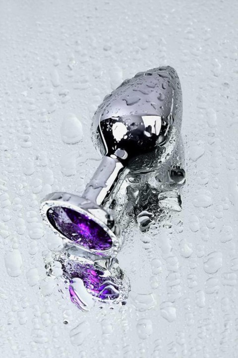 Silver anal plug TOYFA Metal,with a amethyst colored gem Silver anal plug TOYFA Metal,with a amethyst colored gem