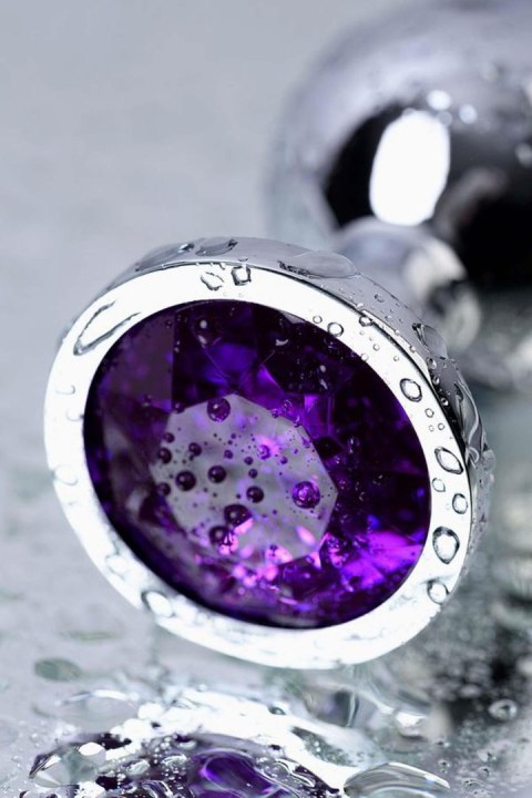 Silver anal plug TOYFA Metal,with a amethyst colored gem Silver anal plug TOYFA Metal,with a amethyst colored gem